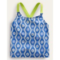 Boden Cross Back Tankini Top - Penzance Blue Daisy Wave