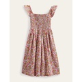 Boden Shirred Jersey Dress - Peach Punch Spring Time Floral