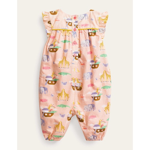 보덴 Boden Ruffle Printed Romper - Provence Dusty Pink Animals