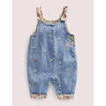 Boden Woven Overalls - Denim Flower Embroidery