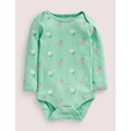 Boden Baby Pointelle Body - Green Daisies/Strawberries