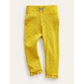 Boden Ribbed Lace Leggings - Sweetcorn Yellow Pin Spot