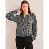 Boden Plisse Pleat Blouse - Linseed, Painterly Floret