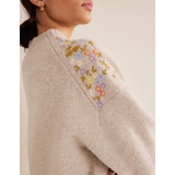 Boden Embellished Wool Sweater - Oatmeal Melange