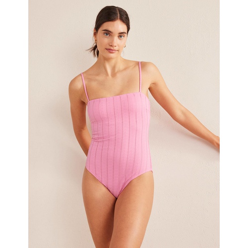 보덴 Boden Skinny Strap Swimsuit - Candy Floss Pink Texture