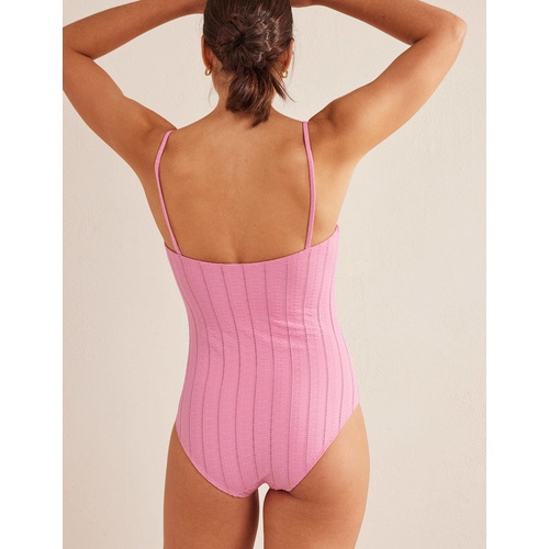 보덴 Boden Skinny Strap Swimsuit - Candy Floss Pink Texture