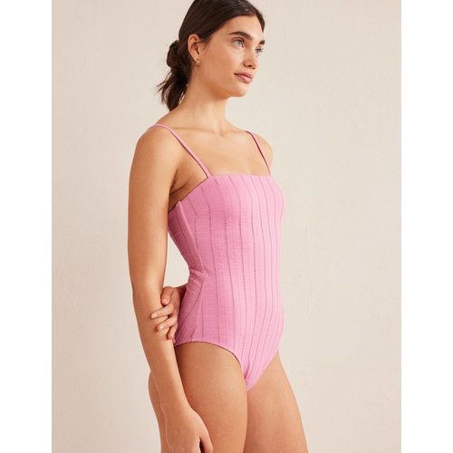 보덴 Boden Skinny Strap Swimsuit - Candy Floss Pink Texture