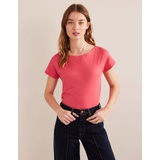 Boden Supersoft Slash Neck Tee - Coral