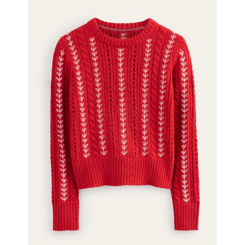 보덴 Boden Fluffy Embroidery Sweater - Tomato