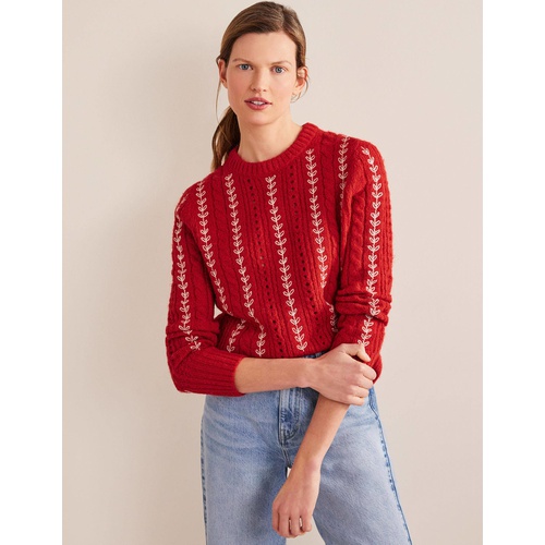 보덴 Boden Fluffy Embroidery Sweater - Tomato