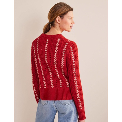 보덴 Boden Fluffy Embroidery Sweater - Tomato