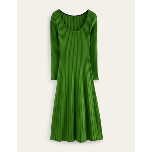 보덴 Boden Scoop Neck Ribbed Dress - Park Ranger