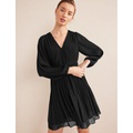 Boden V-neck Plisse Dress - Black