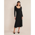 Boden Scoop Neck Ribbed Dress - Black