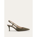 Boden Cut-out Sling Back Heels - Deep Olive Suede