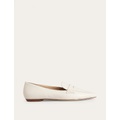 Boden Pointed Toe Penny Loafers - Off White Tumbled Leather