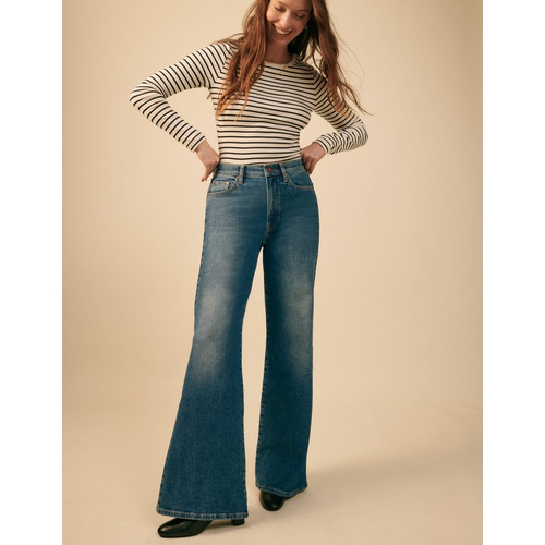 보덴 Boden High Rise Wide Leg Jeans - Mid Vintage