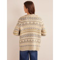 Boden Fluffy Fair Isle Cardigan - Oatmeal Melange Fairisle