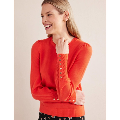 보덴 Boden Button Cuff Merino Jumper - Melon Crush