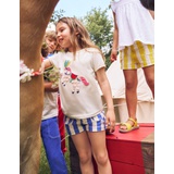 Boden Puff Sleeve Applique T-shirt