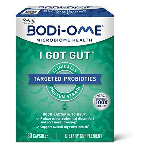  Probiotic Capsules For Digestive and Immune Health, Bodi-Ome I Got Gut (30 count in a box), Clinically Proven Shelf-Stable Probiotics for Women Men Adults, Microbiome Health, Glute
