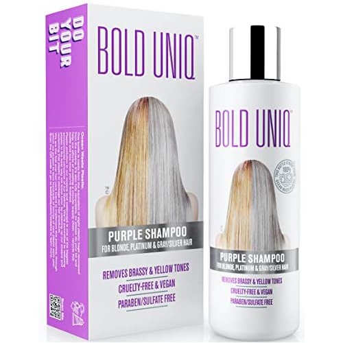  Bold Uniq Purple Shampoo for Blonde Hair: Blonde Shampoo Eliminates Brassy Yellow Tones- Lightens Blonde, Platinum, Ash, Silver and Grays- Paraben & Sulfate Free Toner- Revitalize Bleached &