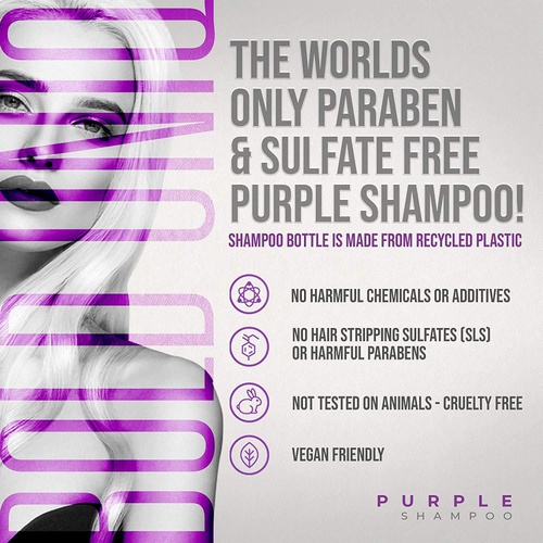  Bold Uniq Purple Shampoo for Blonde Hair: Blonde Shampoo Eliminates Brassy Yellow Tones- Lightens Blonde, Platinum, Ash, Silver and Grays- Paraben & Sulfate Free Toner- Revitalize Bleached &