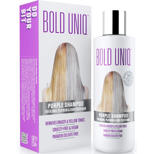  Bold Uniq Purple Shampoo for Blonde Hair: Blonde Shampoo Eliminates Brassy Yellow Tones- Lightens Blonde, Platinum, Ash, Silver and Grays- Paraben & Sulfate Free Toner- Revitalize Bleached &