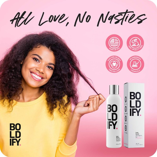  BOLDIFY Hair Boost Thickening Shampoo - Natural Volumizing Shampoo for Fine Hair, No Sulfates, Biotin Shampoo Strand Retention, Anti-Hair Loss Shampoo Instantly Stimulates Thicker