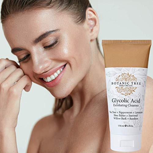  Botanic Tree Glycolic Acid Face Wash-Facial Exfoliating Cleanser w/ 10% Glycolic Acid-Acne Facial Wash For a Deep Clean-Anti Aging AHA Peel for Acne, Wrinkle Reduction-Acne Skin Fa