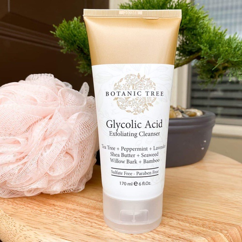  Botanic Tree Glycolic Acid Face Wash-Facial Exfoliating Cleanser w/ 10% Glycolic Acid-Acne Facial Wash For a Deep Clean-Anti Aging AHA Peel for Acne, Wrinkle Reduction-Acne Skin Fa