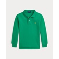 Cotton Mesh Long-Sleeve Polo Shirt