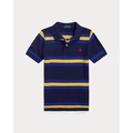 Striped Cotton Mesh Polo Shirt