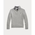 Cable-Knit Cotton Quarter-Zip Sweater