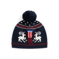 Reindeer Cotton-Blend Pom-Pom Hat