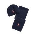 Polo Bear Cotton-Blend Hat & Scarf Set