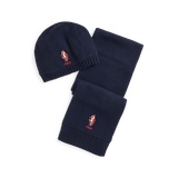 Polo Bear Cotton-Blend Hat & Scarf Set