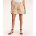 Cotton High-Waisted Pleated Shorts