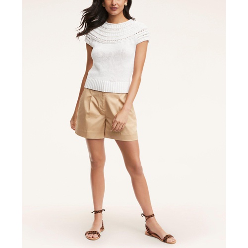 브룩스브라더스 Cotton High-Waisted Pleated Shorts