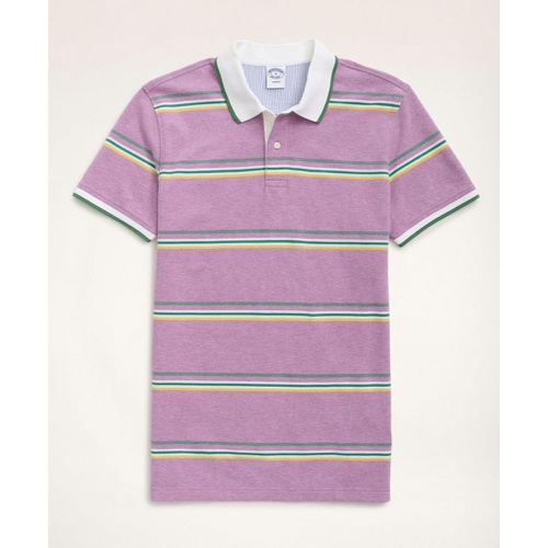 브룩스브라더스 Slim-Fit Stretch Cotton Striped Polo Shirt