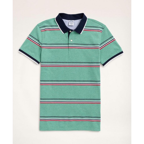 브룩스브라더스 Slim-Fit Stretch Cotton Striped Polo Shirt
