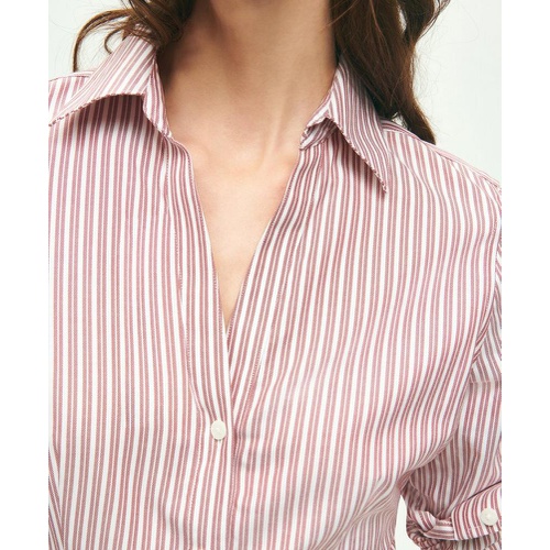 브룩스브라더스 Fitted Stretch Supima Cotton Non-Iron Double Stripe Shirt