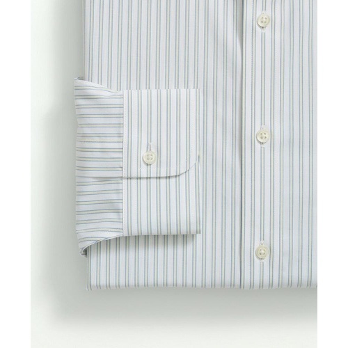 브룩스브라더스 Stretch Supima Cotton Non-Iron Poplin Button Down Collar, Ground Stripe Dress Shirt