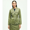 Stretch Cotton Twill Belted Safari Jacket