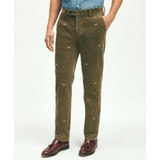 Stretch Cotton Fine-Wale Corduroy Embroidered Pants