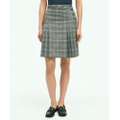 Stretch Wool Prince of Wales A-Line Pleated Skirt