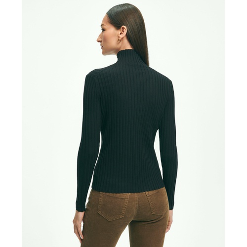 브룩스브라더스 Silk-Blend Mock Neck Ribbed Sweater