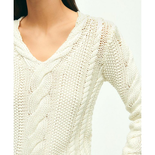 브룩스브라더스 Cotton Multi-Cable V-Neck Sweater