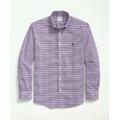 Stretch Cotton Non-Iron Oxford Polo Button-Down Collar, Gingham Shirt