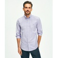 Stretch Cotton Non-Iron Oxford Polo Button Down Collar, Checked Shirt